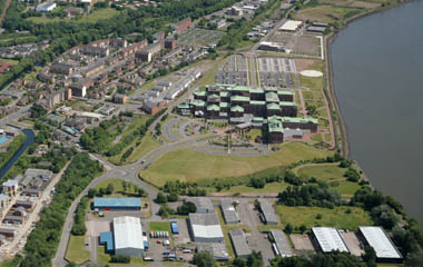 Aerial view of Clydeside Community Park on the north bank